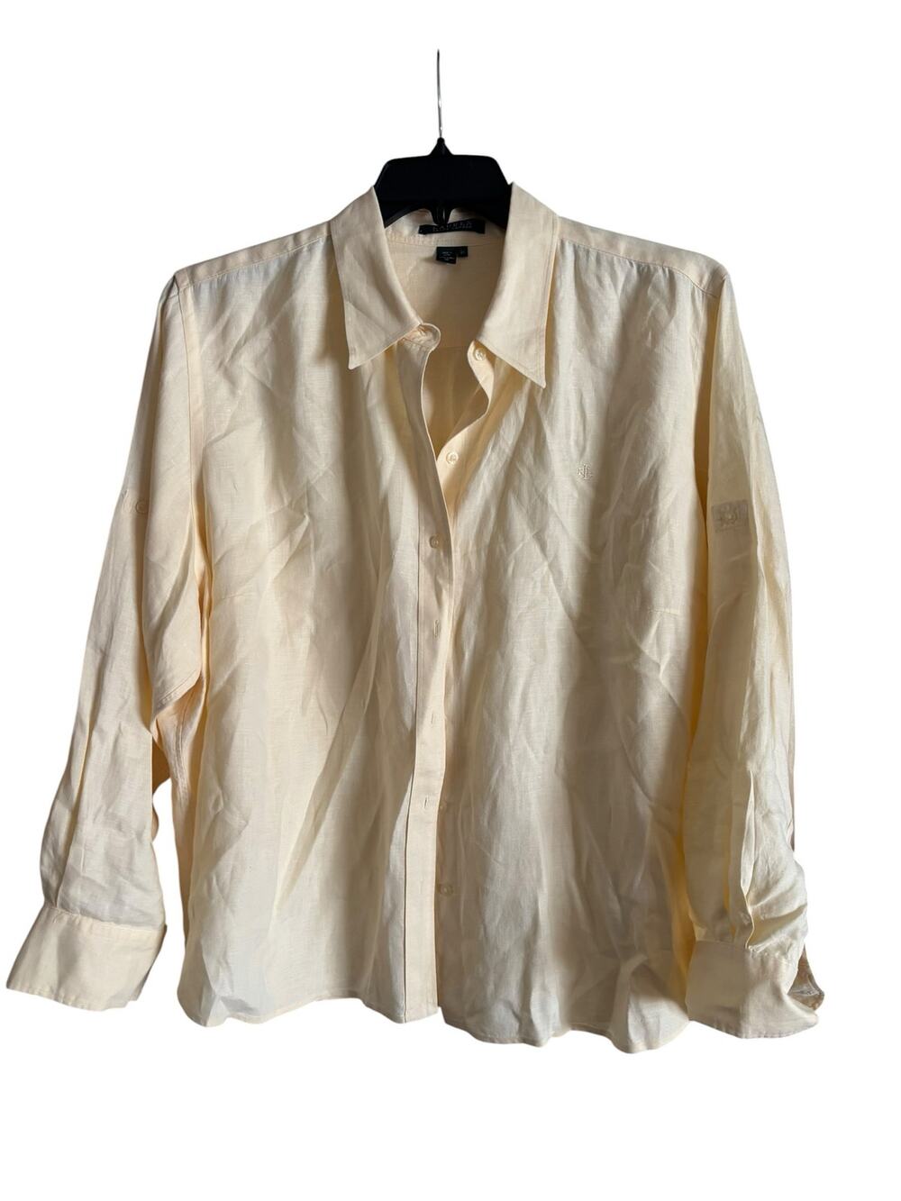Lauren Ralph Lauren Women’s 100% Linen Button Up Shirt Yellow Long Sleeve 2X